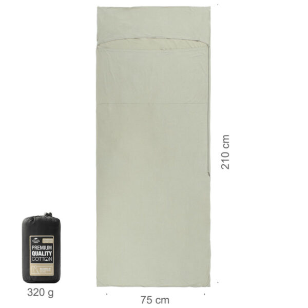 Cearceaf pentru Sac de Dormit Cotton Liner Milk Green