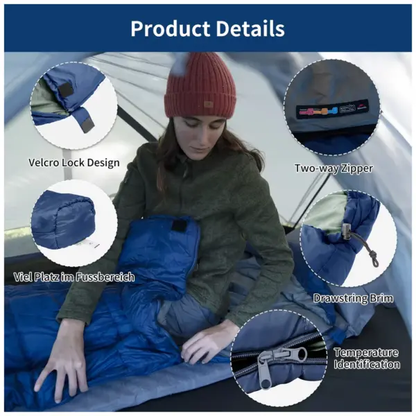 Sac de Dormit MJ 300 Mummy Bumbac Albastru Navy - imagine 3